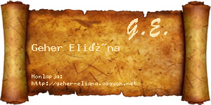 Geher Eliána névjegykártya